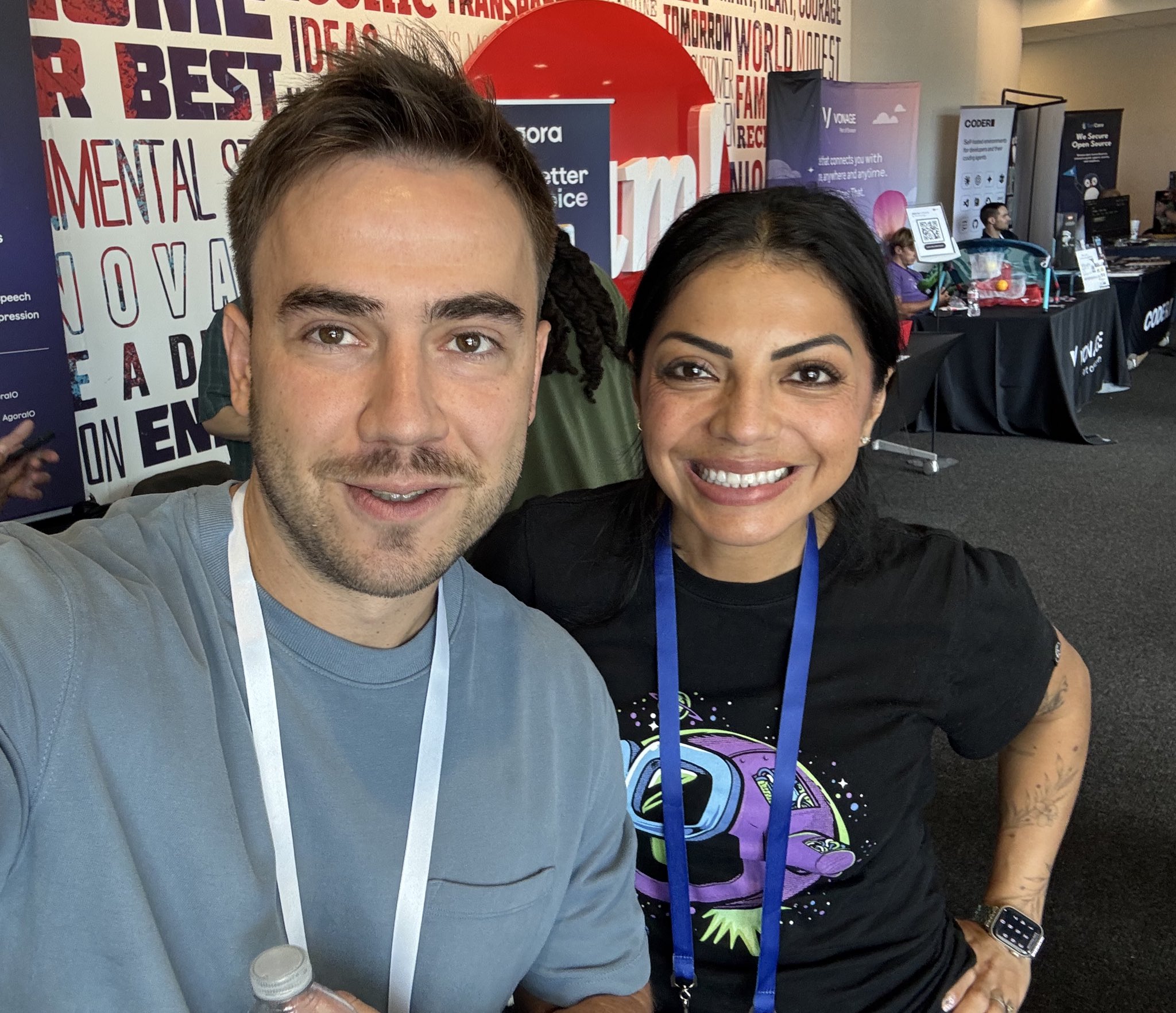 Dennis with Andrea Griffiths at Commit Your Code conference